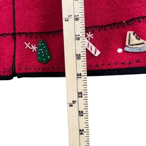 Woolrich Sweater Vest Womens Medium Red 100% Lambswool‎ Holiday Christmas Zip Up thumbnail 9