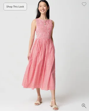 J Crew Factory Smocked Boatneck Midi dress thumbnail 3