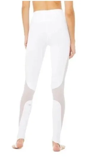 Alo Yoga Moto Mesh Panel Leggings White Womens Medium W5434R thumbnail 1