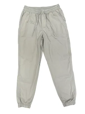 Pact Womens Stretch Poplin Joggers Cotton Blend Pants Shadow Light Green Small thumbnail 4