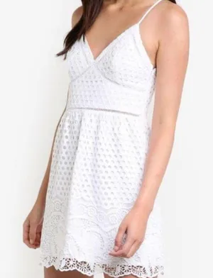 Abercrombie & Fitch White Crochet Lace Eyelet Strappy Mini Dress thumbnail 13