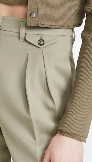 ANINE BING Mycah Trousers Pleated Pants Green Wool 32 thumbnail 4
