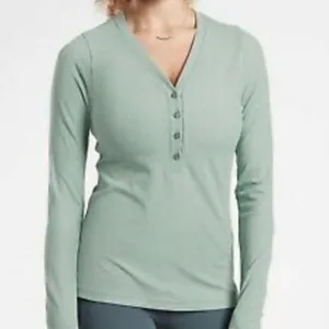 Athleta Uptempo‎ Ribbed Henley V Neck Top Sz S thumbnail 6