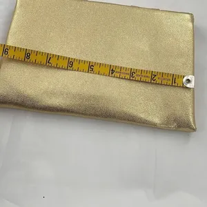 Shimmering Vintage faux leather gold clutch. thumbnail 3