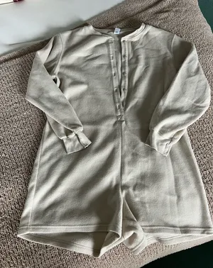 Old Navy cream long sleeve Pajamas with button up front. Size S #oldnavy #dress thumbnail 1