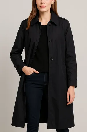 US Military Women's‎ All-Weather Trench Coat Removable Liner Black Size 12L thumbnail 1