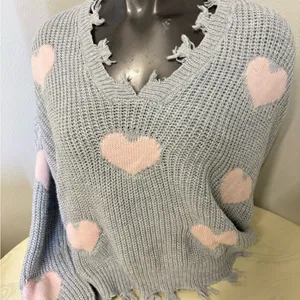 No Boundaries Juniors' Chewed Conversational Sweater thumbnail 11