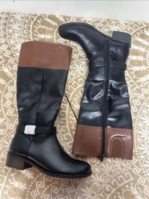 St. John's Bay Black and Brown Over-the-Knee Riding Boots thumbnail 1