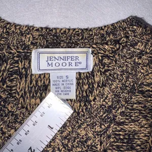 Vintage Jennifer Moore Marled Cable Knit V-Neck Sweater Brown Black Small thumbnail 3