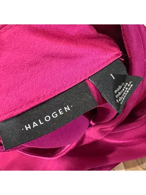 Halogen High Neck Flared Cuff Satin Blouse Fuschia Pink Size Large NWOT thumbnail 8