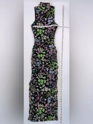 AFRM LOS ANGELES Sonia Ruched floral Mesh Maxi Dress thumbnail 4