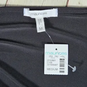 Maurices Black Velvet Burnout Sleeve Peplum‎ Top Square Neck Medium 203286Y thumbnail 3