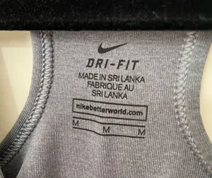 Nike Dri Fit Sports Bra Removable Pads Grey Black Swoosh Racerback ~ Size M thumbnail 5