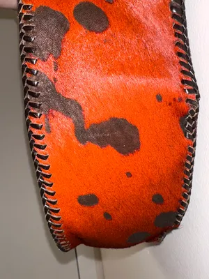 NEW Handmade Dyed Cowhide Leather Cossbody Purse Steer Cow Rust Western Orange thumbnail 5