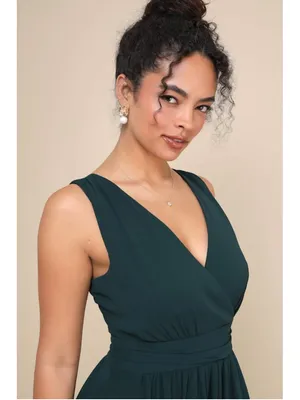 Lulu’s Thoughts of Hue Emerald Green Surplice Maxi Dress thumbnail 4