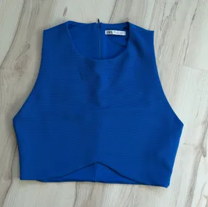 Blue cropped Zara top size L thumbnail 1