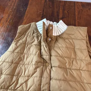 J.‎ Jill Camel Brown Quilted Puffer Vest Ribbed Knit Trim Snap Front Womens L thumbnail 9
