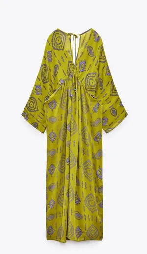 ZARA Dress kaftan kimono midi maxi bohemian oversize beads prints summer thumbnail 3