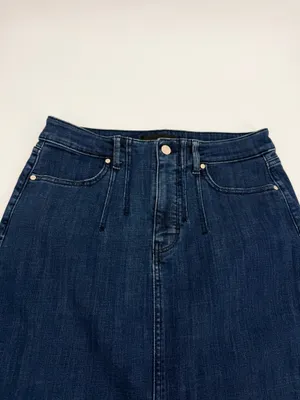 White House Black Market Skirt Womens 8 Blue Denim Midi Front Slit Tailored thumbnail 7
