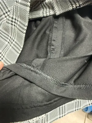H&M Black and White Plaid Short Sleeve Midi Dress thumbnail 4