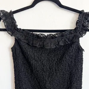 Black Lace‎ Ruffle Hem Dress, Coquette, Goth, Y2K, Romantic, Lolita, Medium thumbnail 3