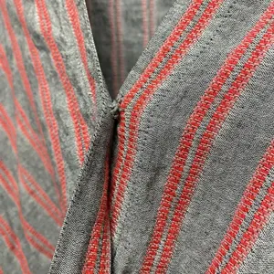 Madewell Shirt Women's Large Grey Red Striped VNeck Long Sleeve Cotton Blend thumbnail 4