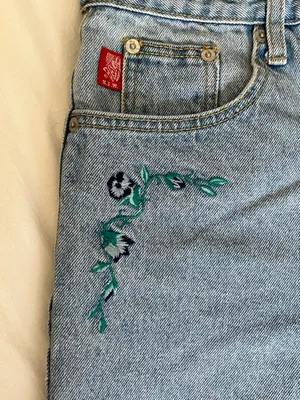 New sport vintage embroidered denim shorts thumbnail 2
