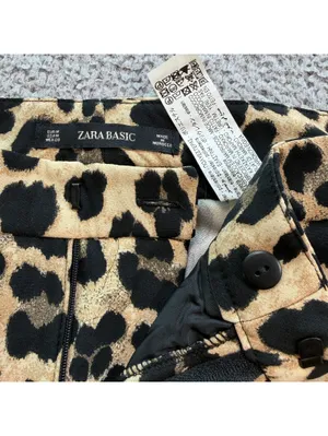 Zara Leopard Print Flare Pants Women M Animal Print Stretch Bootcut Trousers thumbnail 5