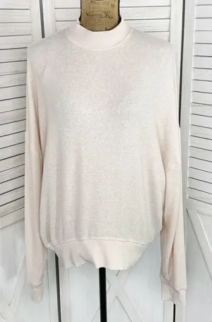 Topshop Oversized Slouchy Mock Neck Sweatshirt Nude‎ Pink Size 8 thumbnail 1