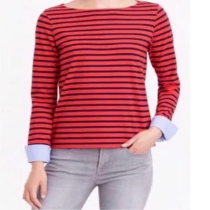 J Crew Boatneck Striped French Cuff Pull Over thumbnail 2