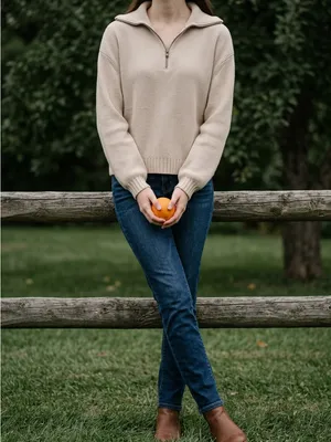 Hollister Beige Half-Zip Knit Sweater thumbnail 13