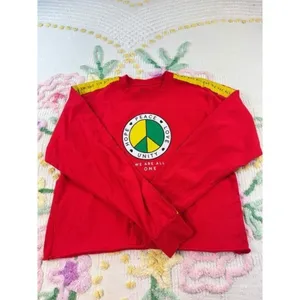 Mighty Fine Red Peace Love Unity S Crewneck Long Sleeve Crop‎ Top Women S thumbnail 3