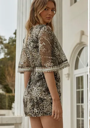 Here Comes The Sun Cape Sleeve Embellished Wrap Dress thumbnail 3