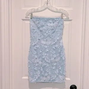 Altar’d State Adley Embellished Mini Dress Light Powder Pastel Blue Small thumbnail 3