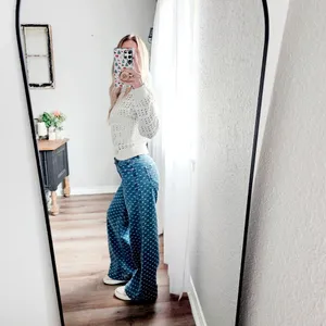 Wide Leg Blue Patterned Jeans - Women's Flare & Wide Leg thumbnail 8
