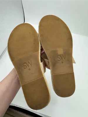 Stuart Weitzman Mykonos Two Strap Rose Gold Leather Sandals Size 6.5 thumbnail 2