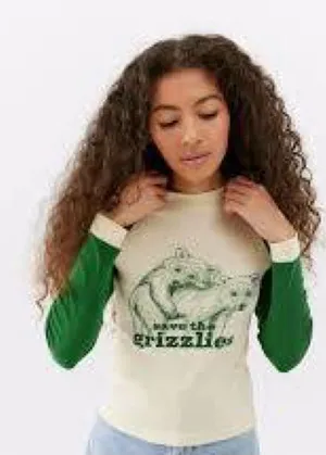 Urban Outfitters Graphic 'Save the Grizzlies' Raglan Tee thumbnail 1