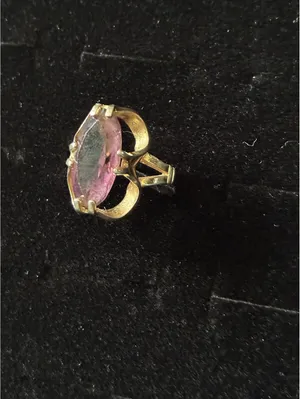 Vintage Joseph Esposito 14k GEP Purple Marquis Crystal Ring thumbnail 3