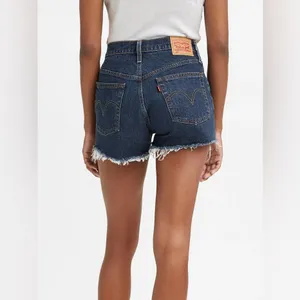 Levi’s 501 Raw Fray Cutoff Hem Dark Wash Denim Jean Shorts Button Fly Size 30 thumbnail 4