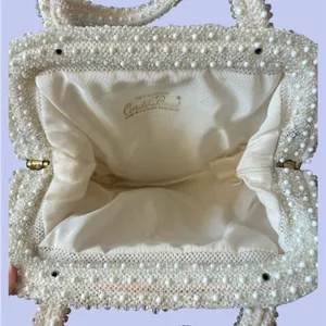 Vintage 40s 50s Corde Bead handbag bridal heirloom evening bag thumbnail 3