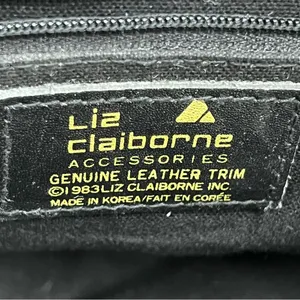 Vintage Liz Claiborne Blue textured handBag leather trim 80’s tote thumbnail 2