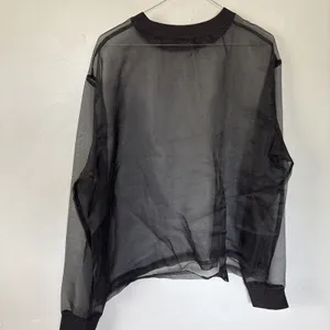 Stradivarius Black Sheer Mesh See Through Sheer Long Sleeve Top Oversize Small thumbnail 5