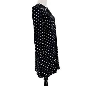 J. Crew Collection Black & White Silk Stars Button Scalloped Dress Size 0 thumbnail 4