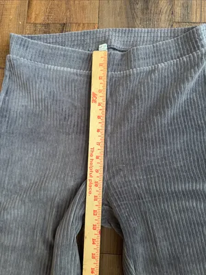 Aerie grey ribbed corduroy flare pants with an elastic waist thumbnail 7
