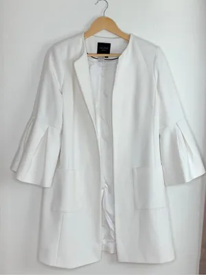 HELENE LONDON Flare Sleeve Open Jacket White L NWOT thumbnail 4