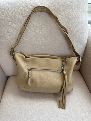 Vintage Coach Tote Bag Women Beige Pebbled Leather Adjustable Shoulder Strap thumbnail 1