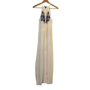 Forever 21 Gauze Embroidered Maxi‎ Dress S Beach Resort Vacation European Summer thumbnail 3