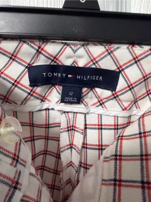 Tommy Hilfiger White and Red Checked Straight Leg Pants thumbnail 5
