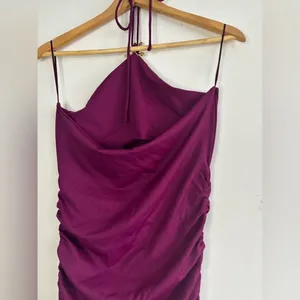 Zara Fuchsia-Purple Women’s Halter Midi Bodycon Dress‎ Size L thumbnail 6