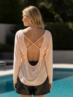 Nwt Free People Movement Open Back Long Sleeve Top Thumbhole Large thumbnail 3
